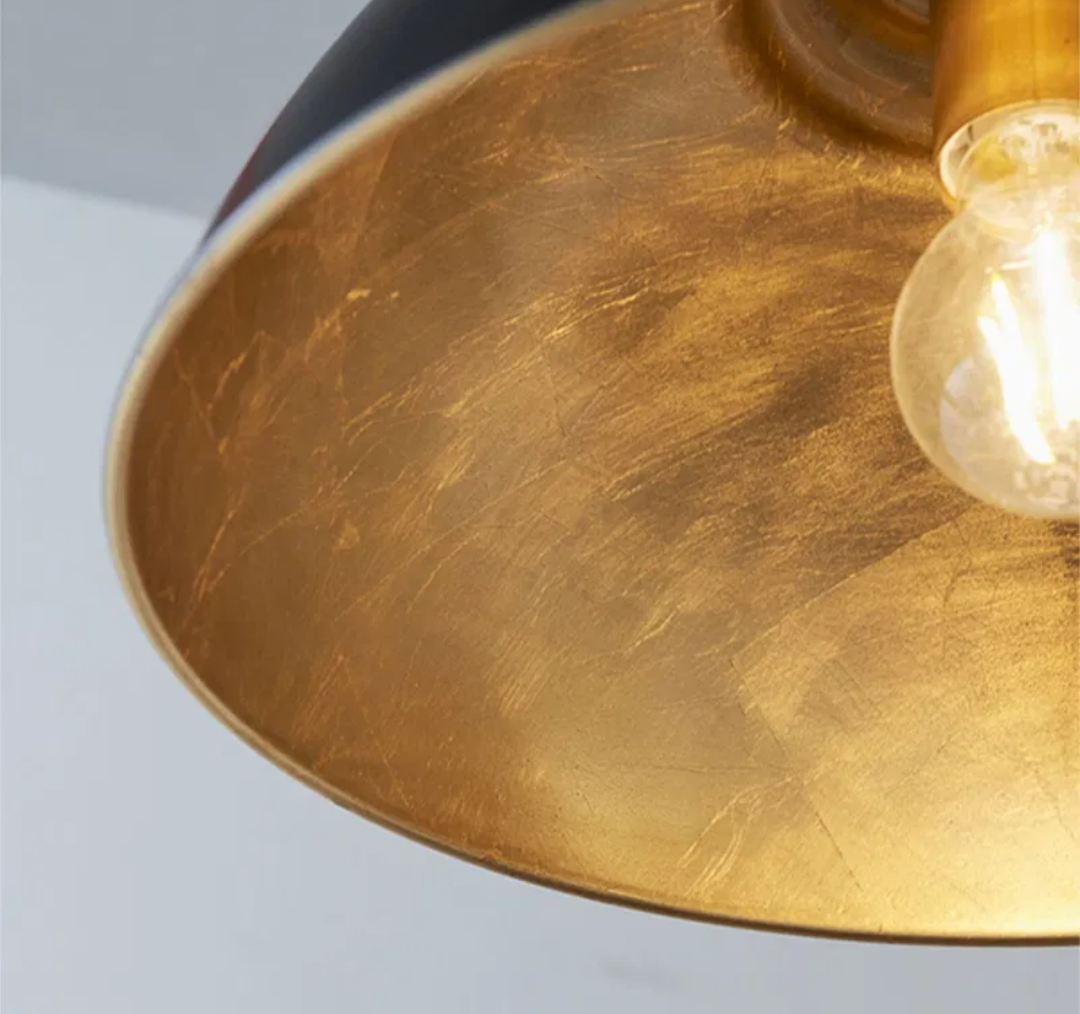 Endon Colman Black & Gold Leaf Ceiling Pendant Light – Dimmable E27 Luxury Statement Lamp