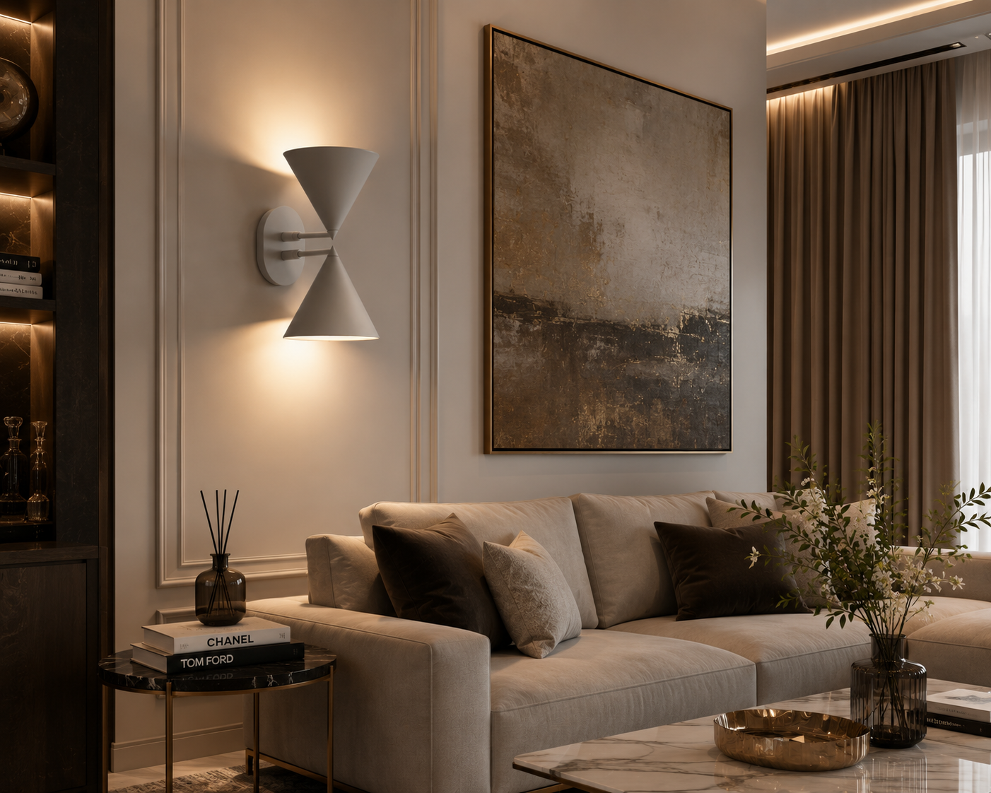 AM.PM Moke Double Cone Wall Light Grey | Adjustable Modern Designer Metal Wall Lamp