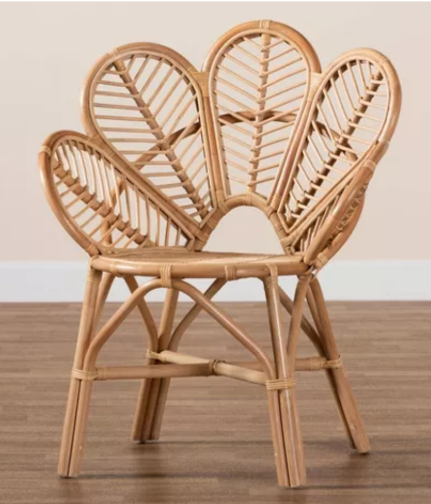 Bali & Pari Eliava Natural Rattan Flower Accent Chair – Natural Brown