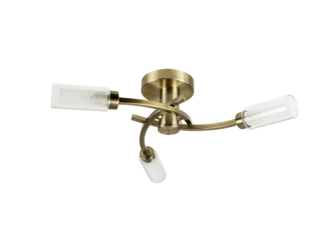 Ceiling Light – Claudia 3 Way Antique Brass with Frosted Glass Shades