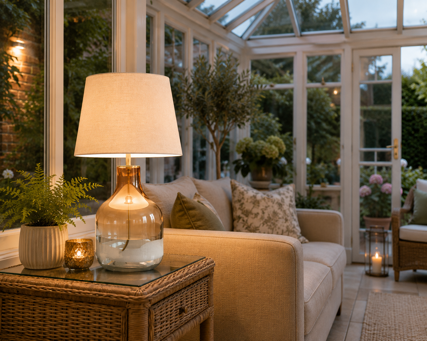 Natural Glass Table Lamp with Linen Shade Michelle Keegan Tullio