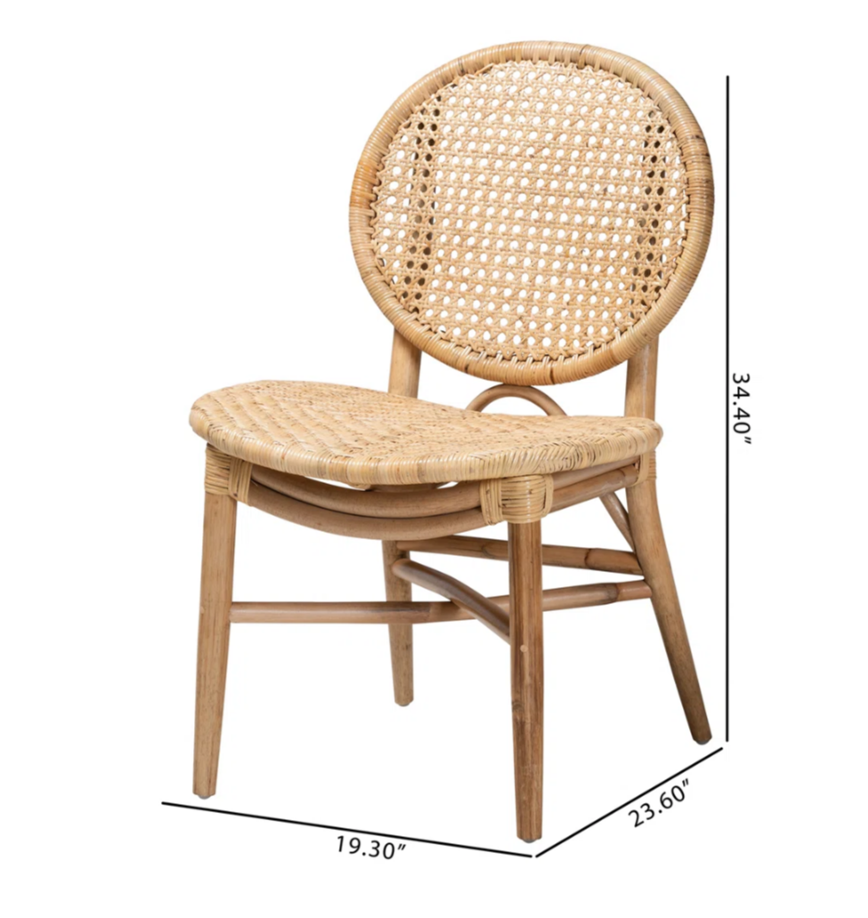 Alejondro Natural Rattan Dining Chair – 17 Stories King Louis Back Handcrafted Bohemian Side Chair (Fully Assembled)