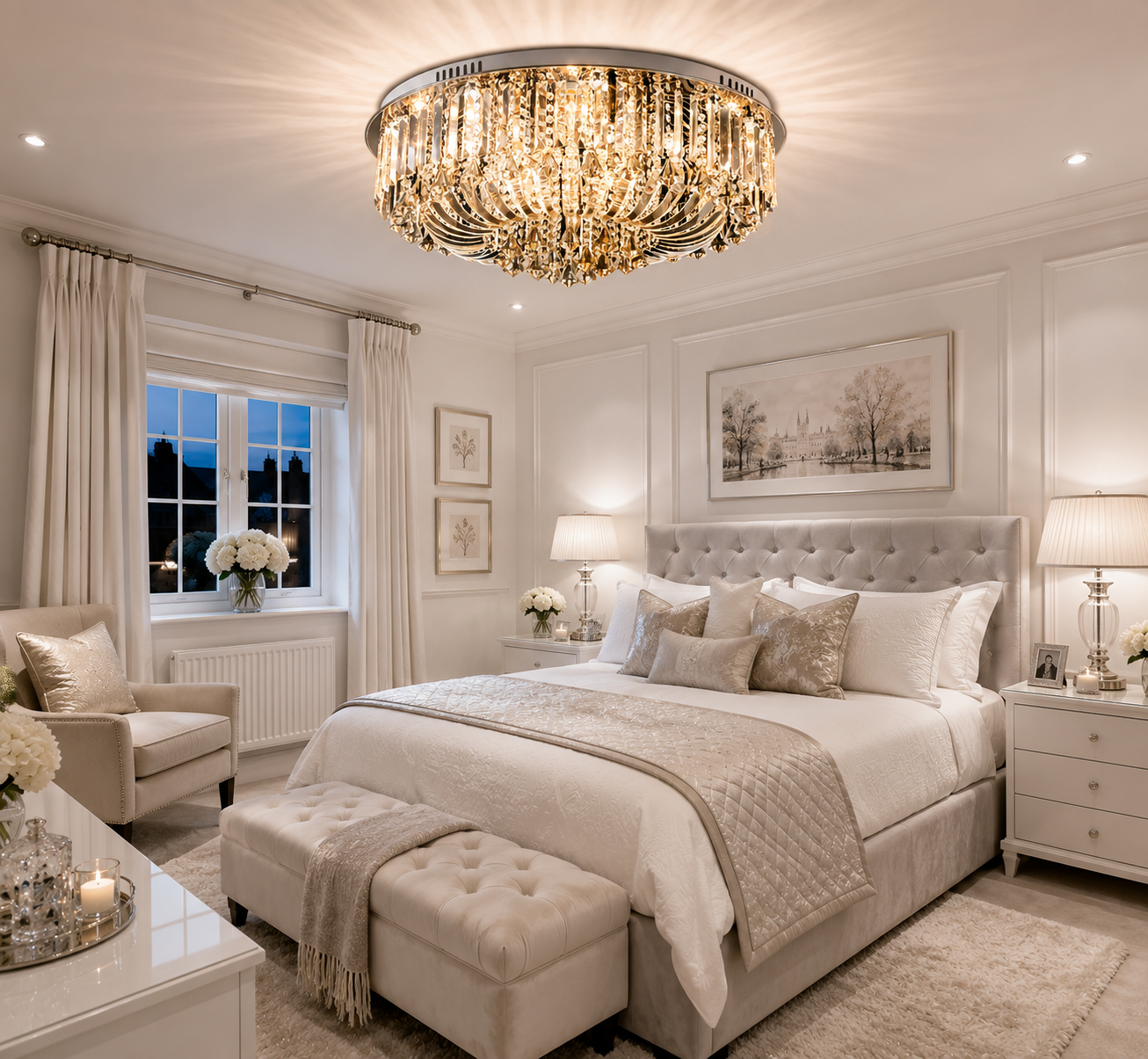 Genuine K9 Crystal LED Flush Ceiling Light with Bluetooth Speaker