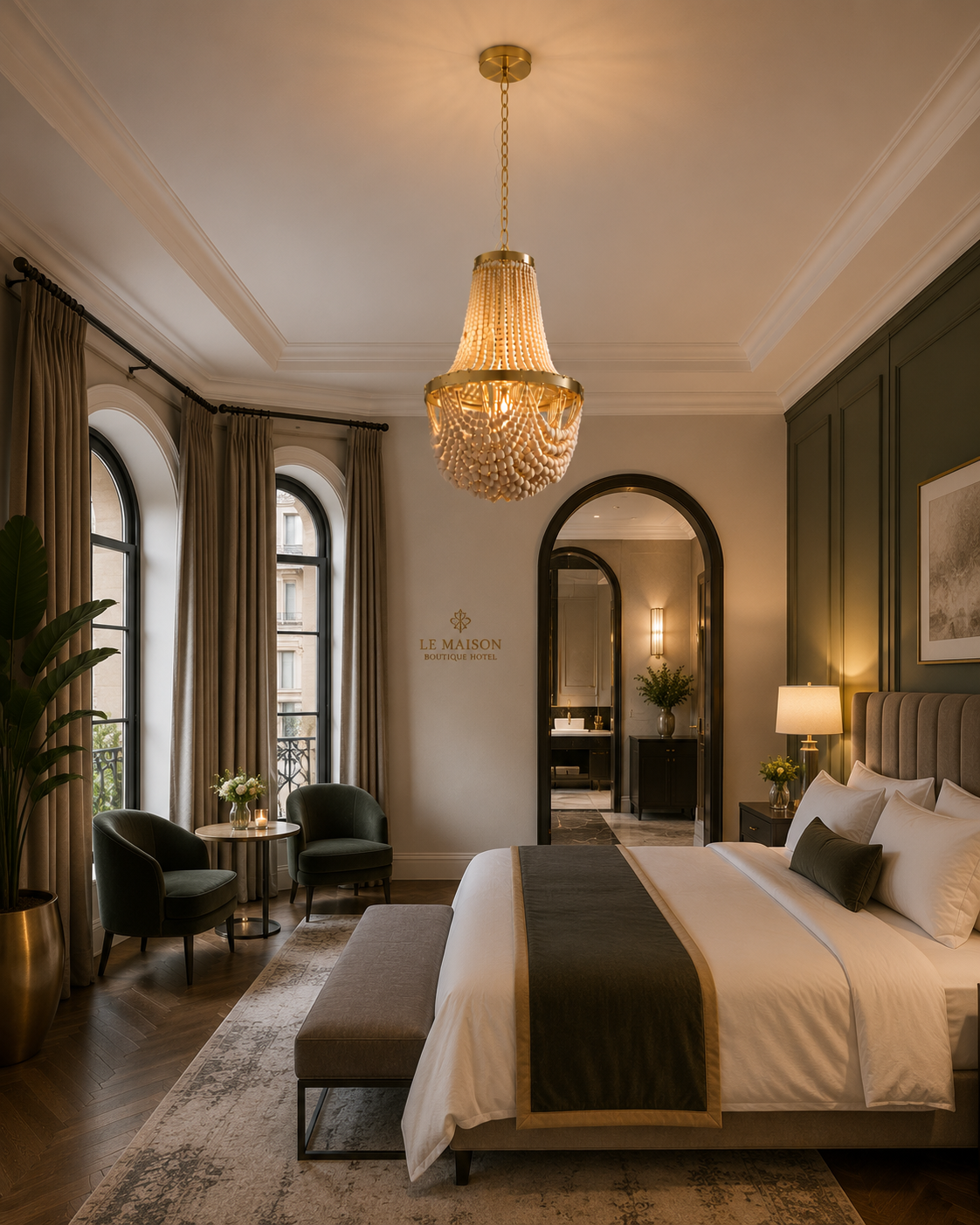 Large Miller Wooden Bead Chandelier Light – Rustic Wooden Ceiling Pendant with Gold Frame | E27 Hanging Light