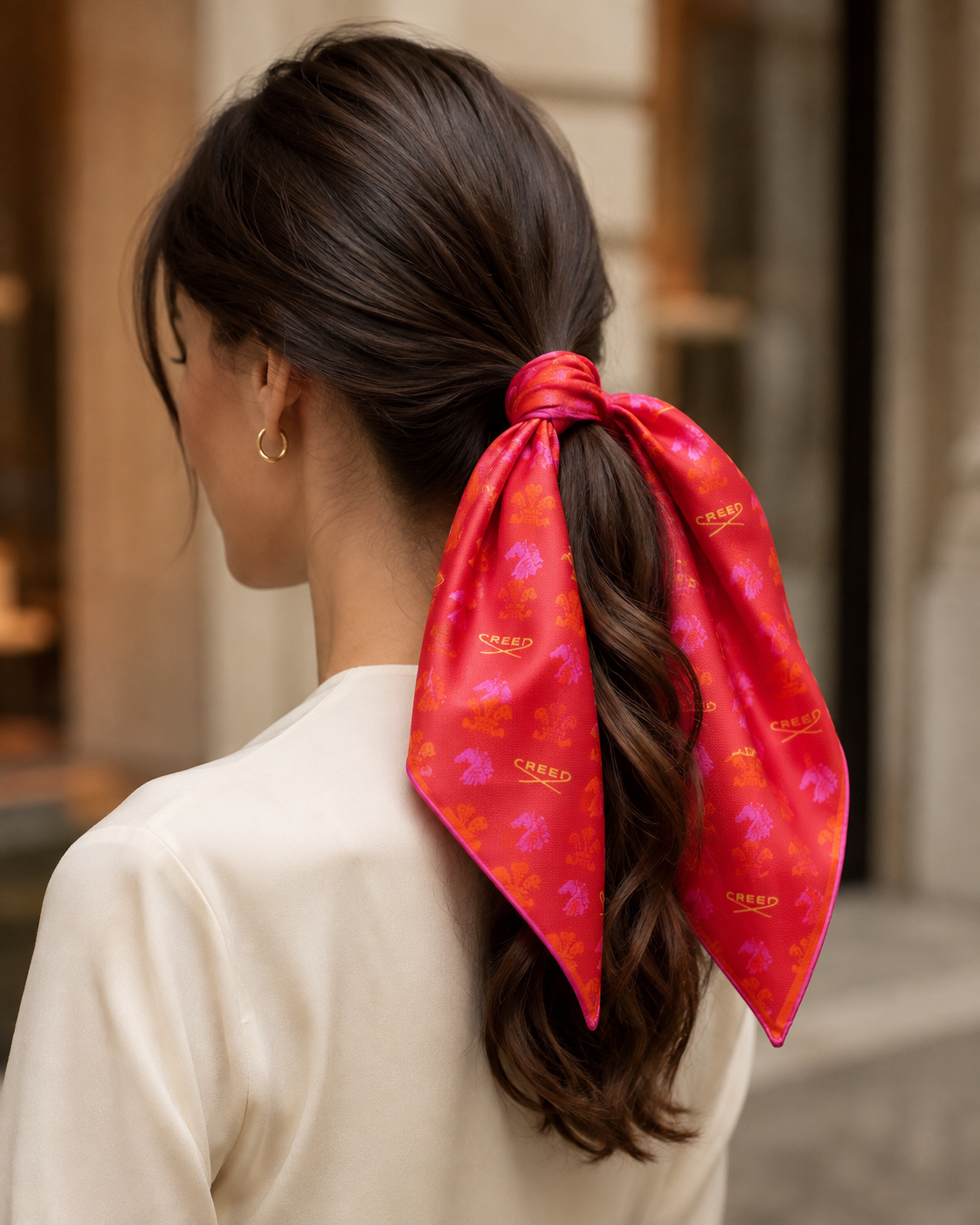 House of Creed 100% Silk Scarf – Red Orange Purple Luxury Accessory