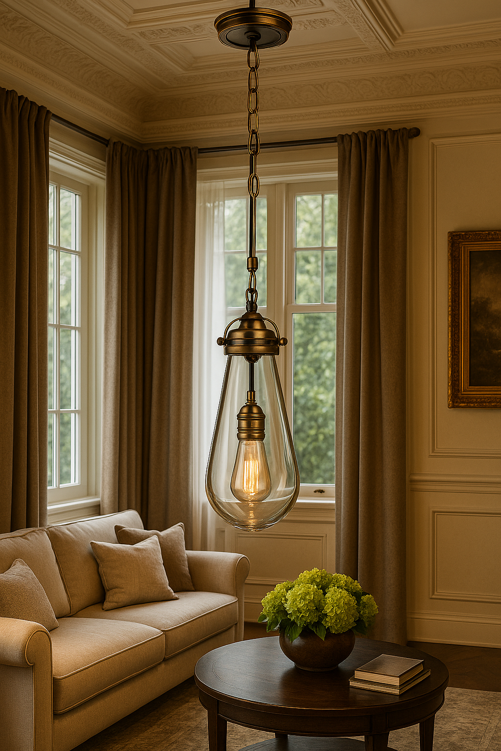 ELK Lighting Antique Bronze Ceiling Pendant Light Fixture with Clear Glass Shade (7x18")