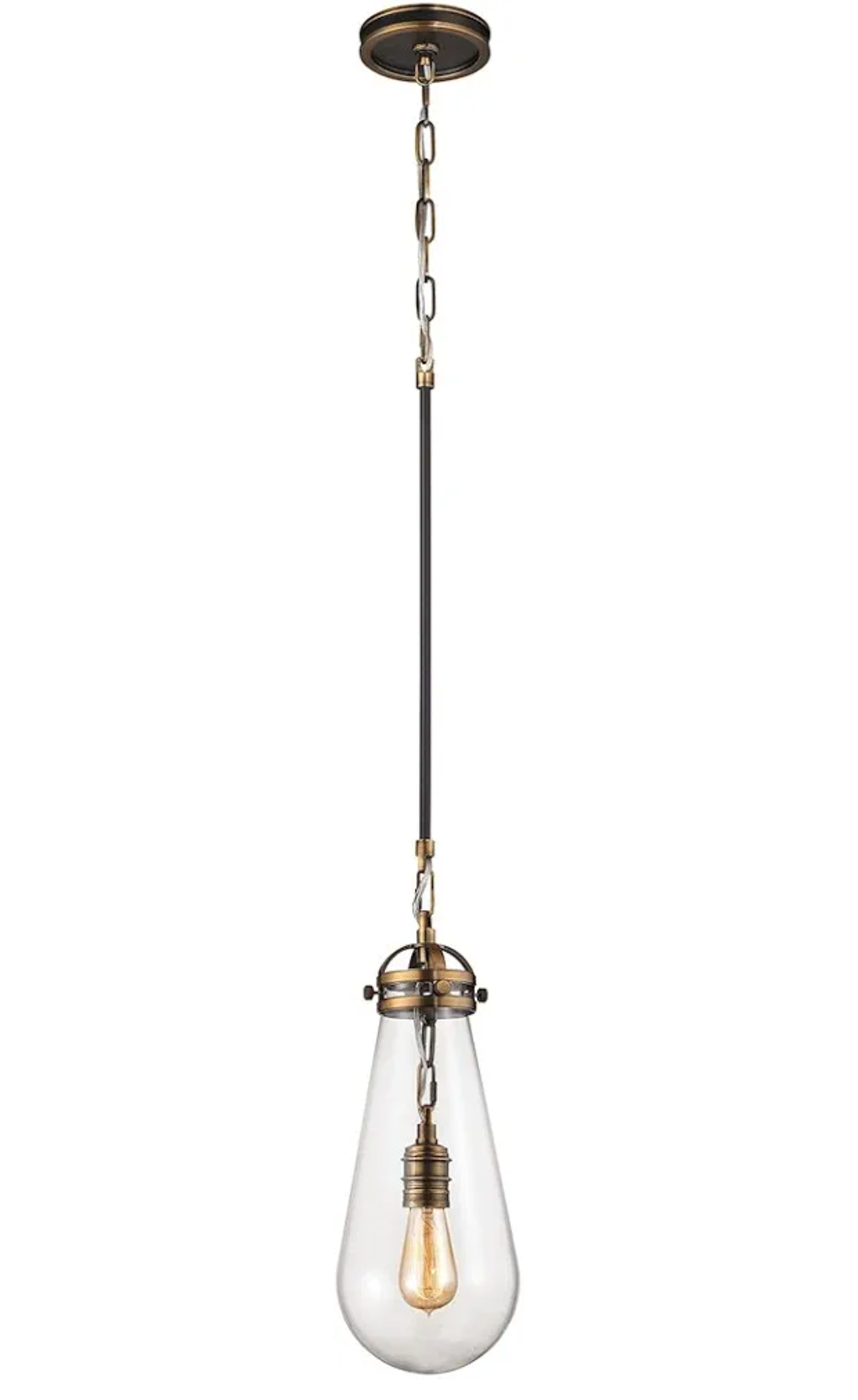 ELK Lighting Antique Bronze Ceiling Pendant Light Fixture with Clear Glass Shade (7x18")
