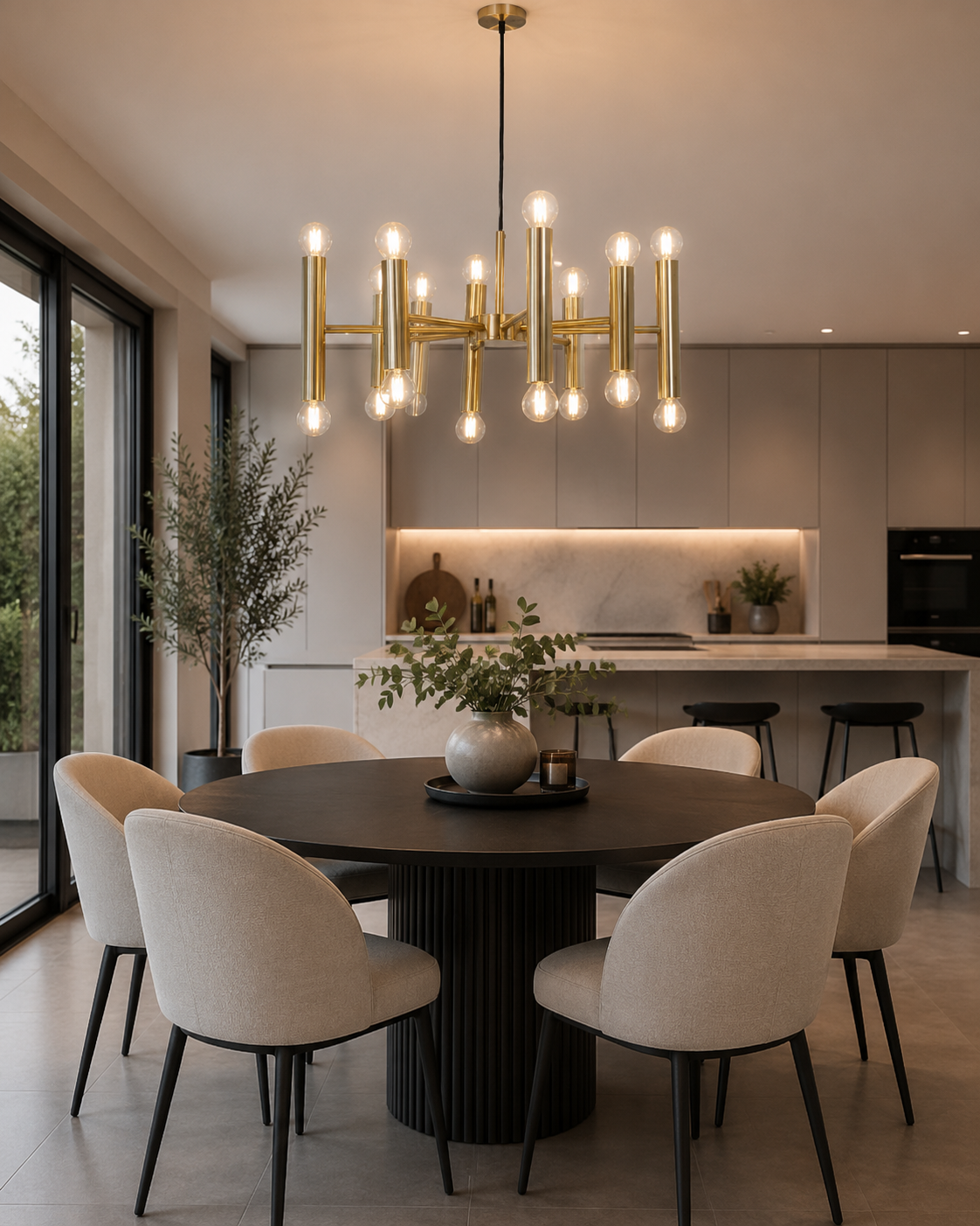 MADE.COM Brass Bell Chandelier Ceiling Light – 16 Light Brass Pendant