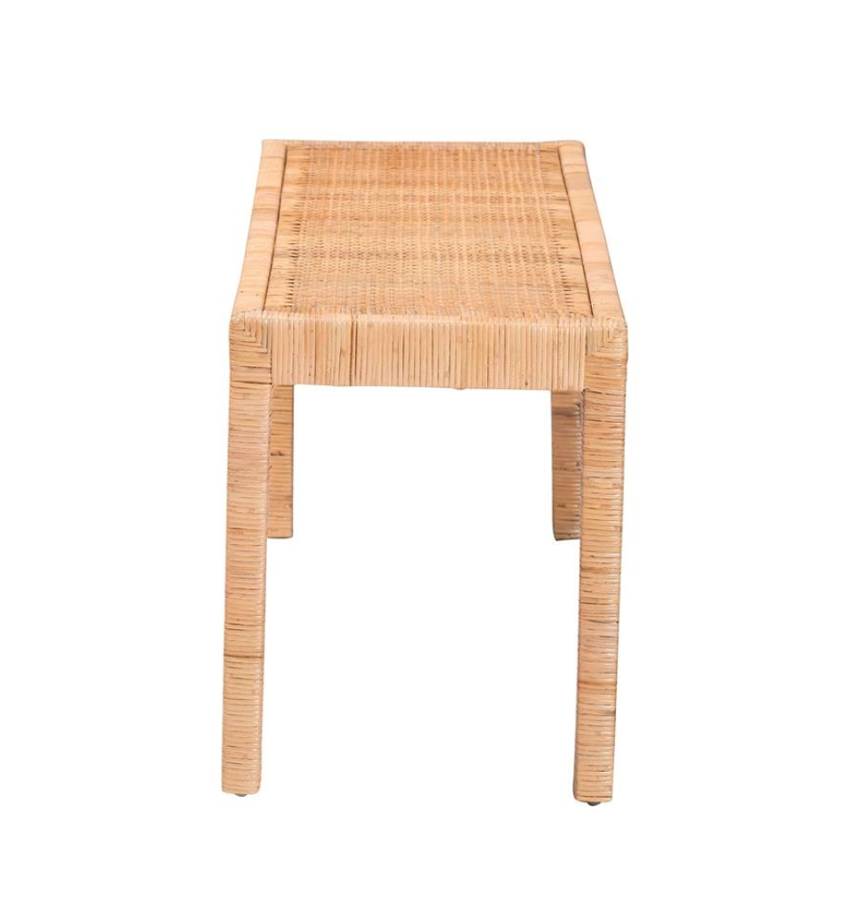 Baxton Studio Bali & Pari Abelia Modern Bohemian Natural Rattan and Mahogany Wood Long Accent Bench