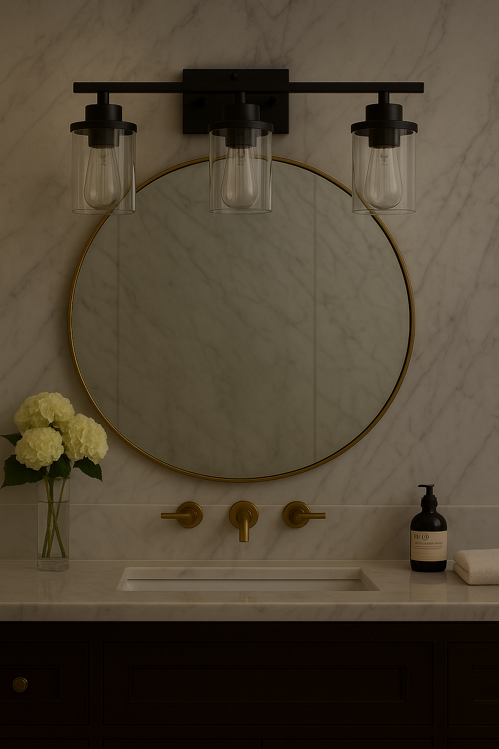 Breakwater Bay Belhaven 3-Light Black Bathroom Vanity Wall Light Dimmable Fixture