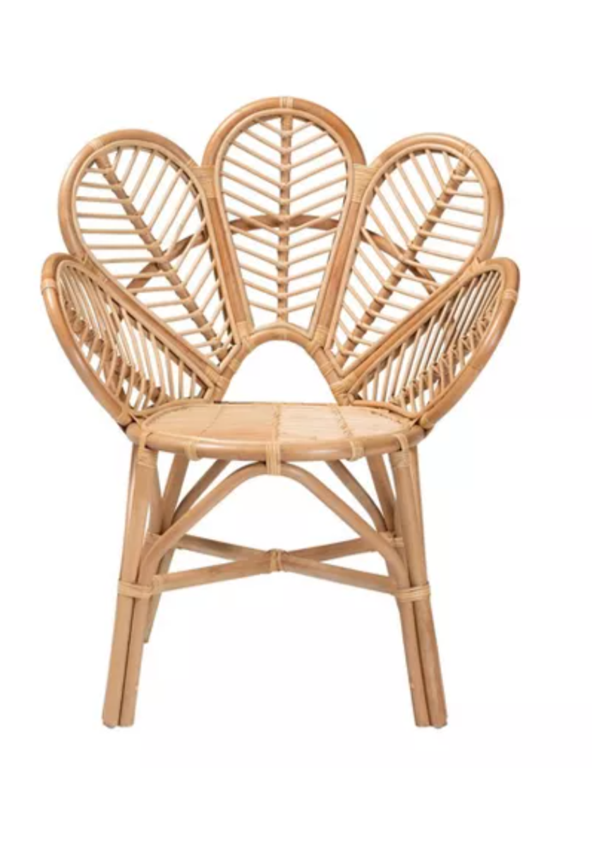 Bali & Pari Eliava Natural Rattan Flower Accent Chair – Natural Brown