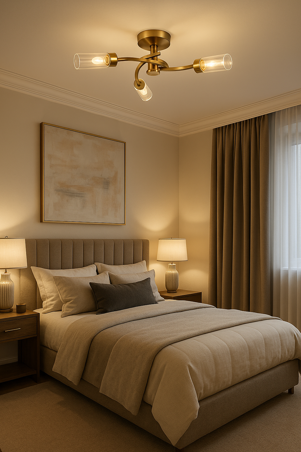 Ceiling Light – Claudia 3 Way Antique Brass with Frosted Glass Shades