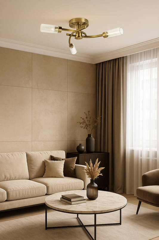 Ceiling Light – Claudia 3 Way Antique Brass with Frosted Glass Shades
