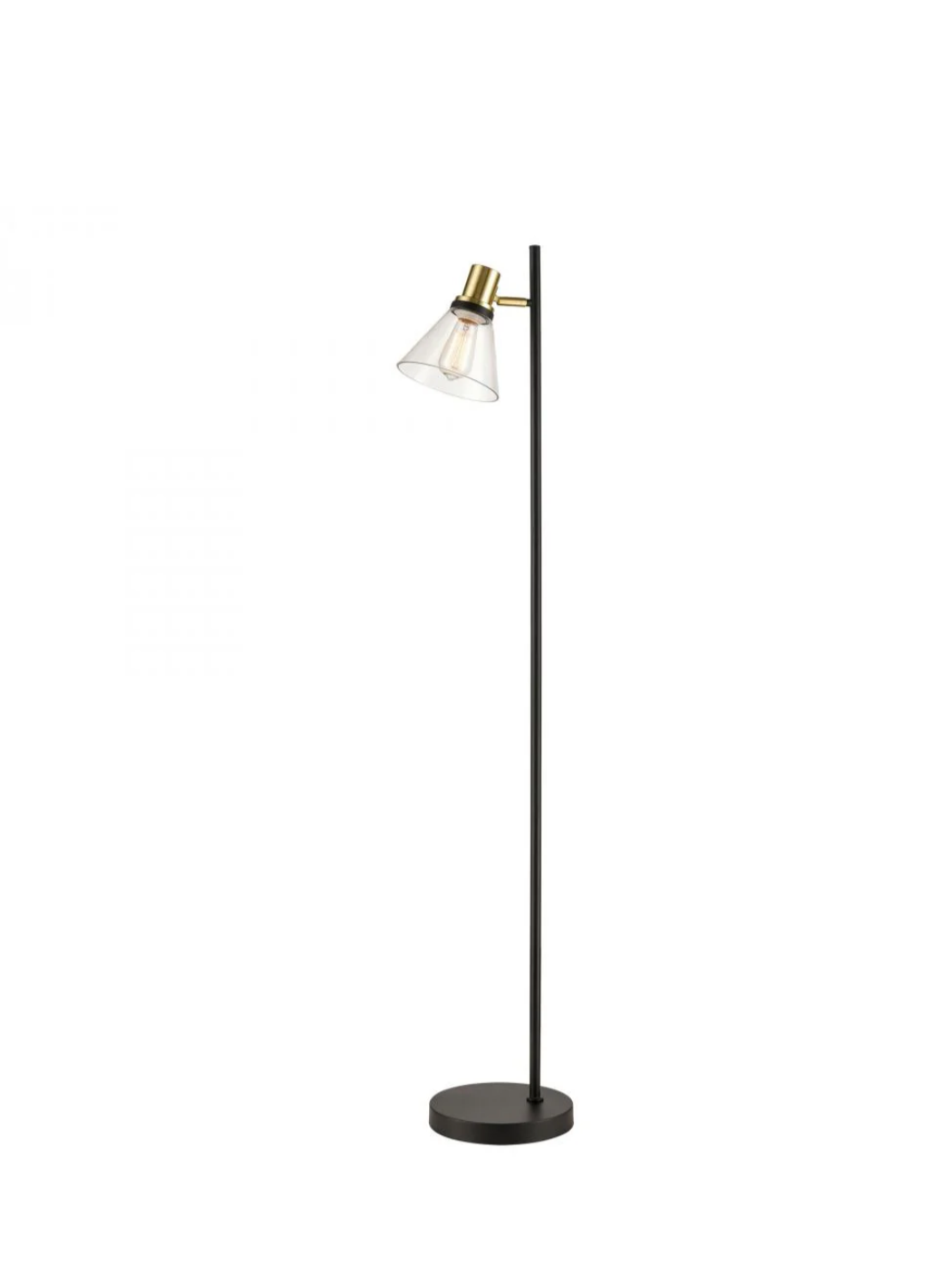 Treno Floor Lamp – Black & Gold with Clear Glass Shade