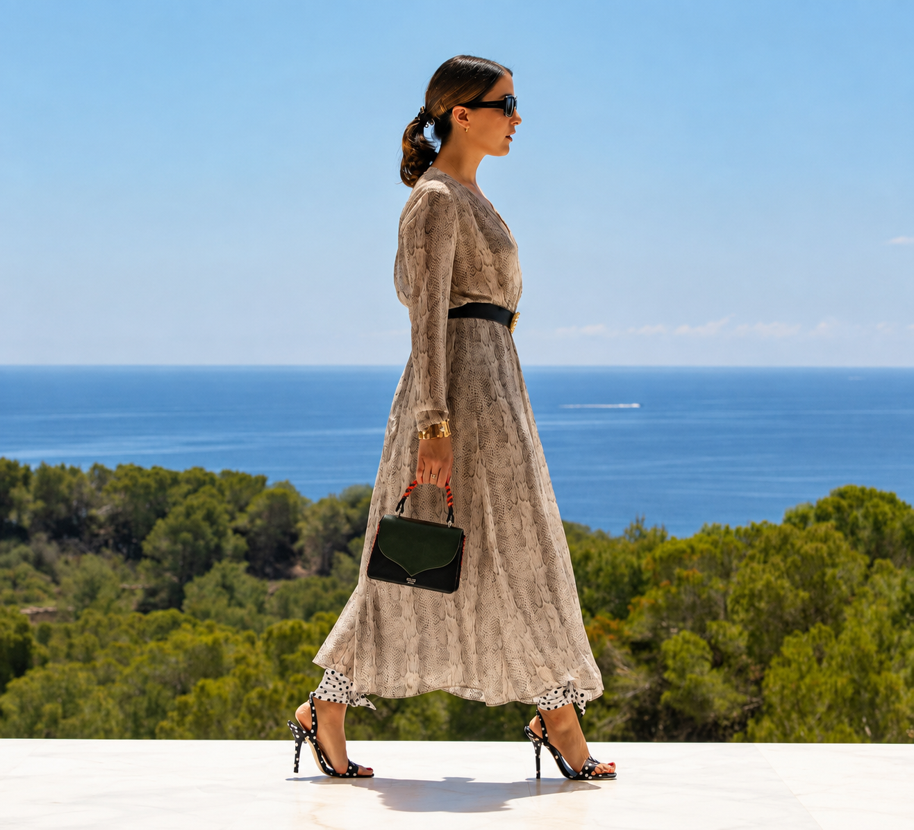 ILLICIA London Celina 2.0 Leather Handbag – Kale Green & Black Made in Italy