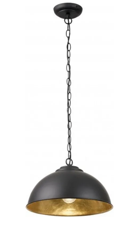 Endon Colman Black & Gold Leaf Ceiling Pendant Light – Dimmable E27 Luxury Statement Lamp