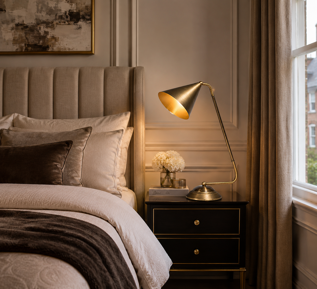 RV Astley Camone Antique Brass Table Lamp | Luxury E14 Desk Lamp