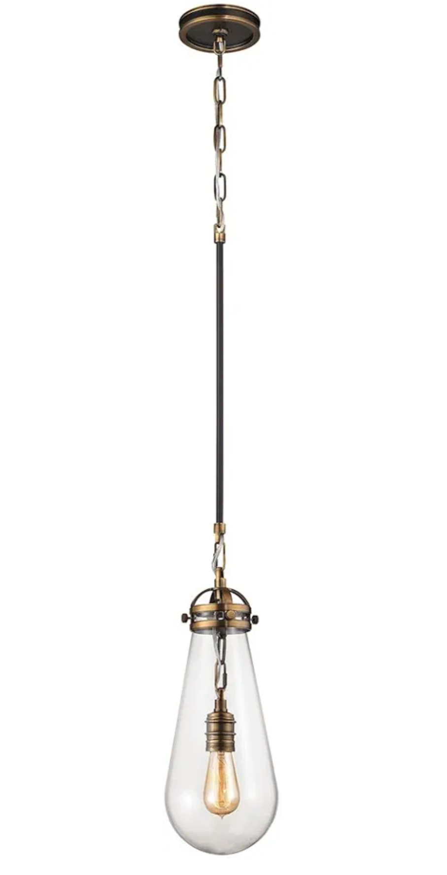 ELK Lighting Antique Bronze Ceiling Pendant Light Fixture with Clear Glass Shade (7x18")