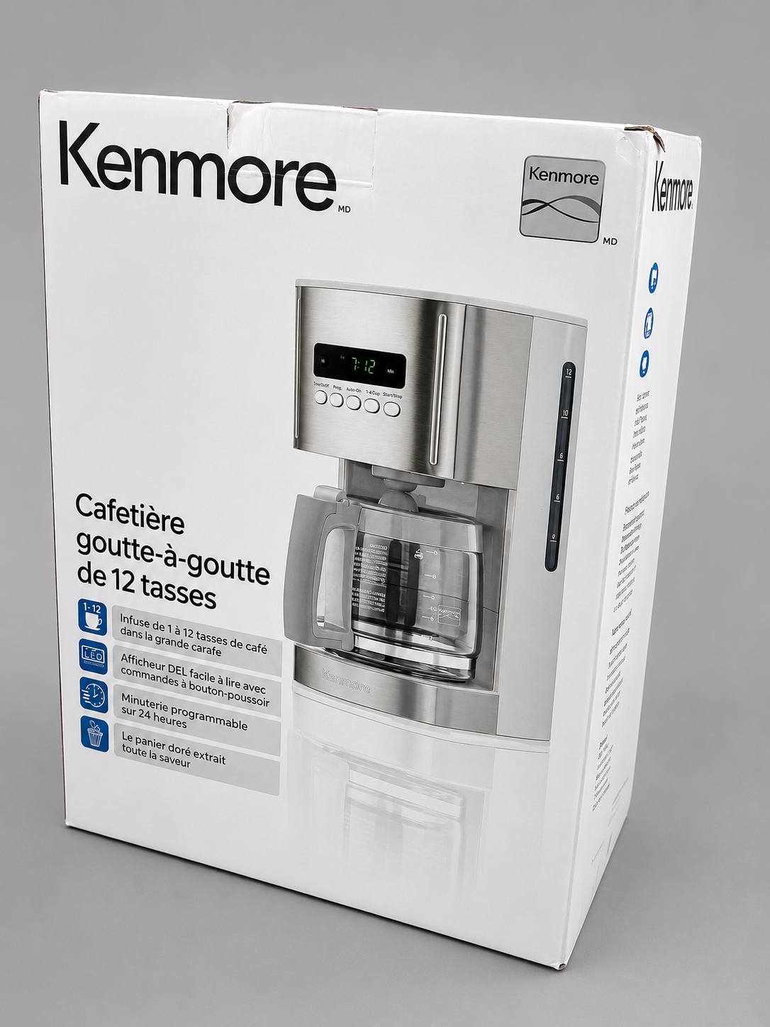 Kenmore 12 Cup Programmable Filter Coffee Machine 1.8L Drip Coffee Maker White