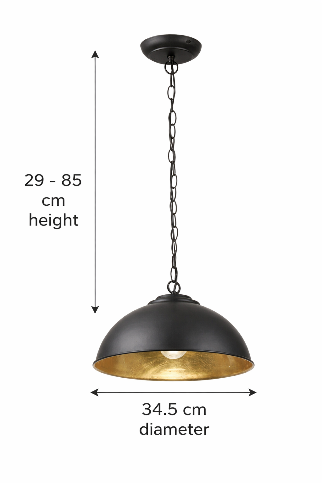 Endon Colman Black & Gold Leaf Ceiling Pendant Light – Dimmable E27 Luxury Statement Lamp