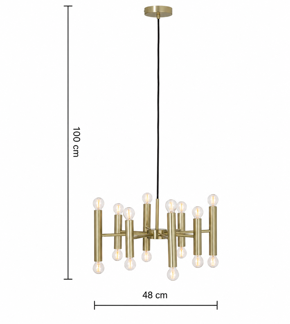 MADE.COM Brass Bell Chandelier Ceiling Light – 16 Light Brass Pendant