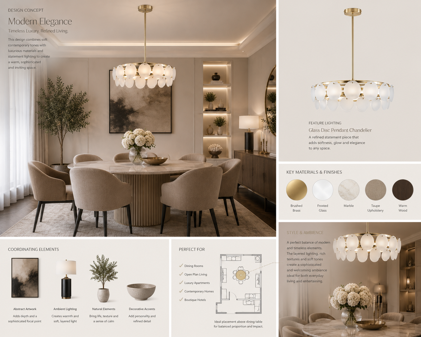 Very Home Glass Circle 5 Light Chandelier Ceiling Light