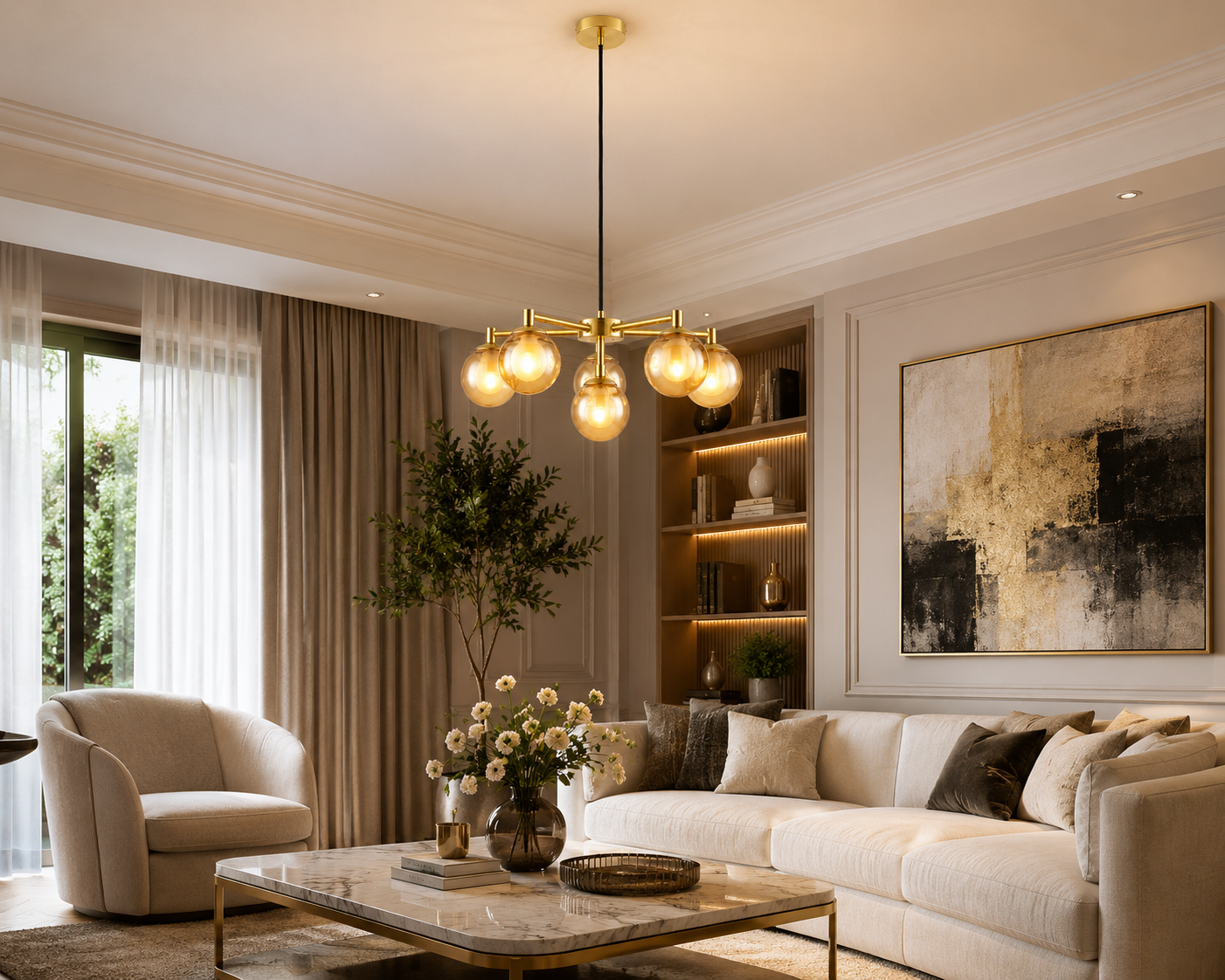 Very Home Double Glass 6 Light Chandelier Ceiling Light