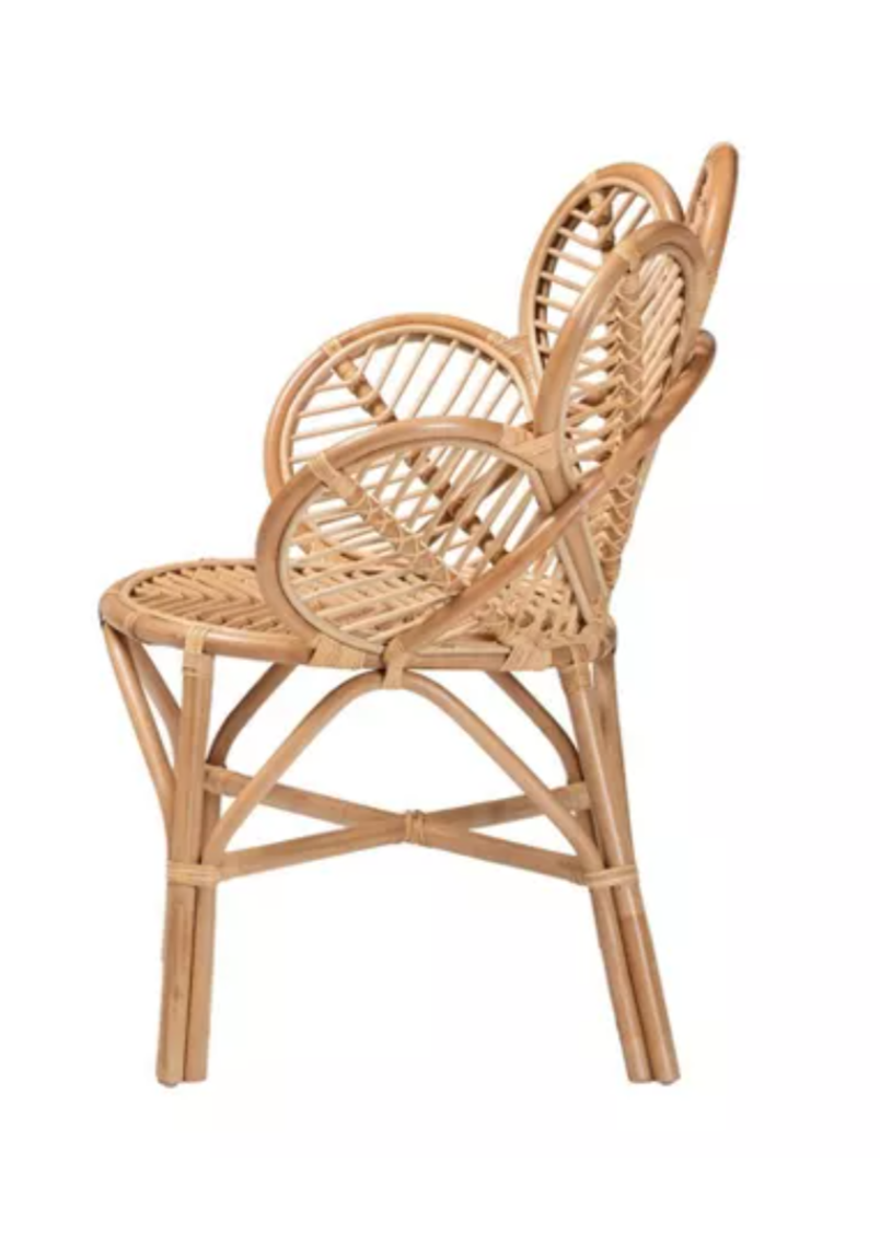 Bali & Pari Eliava Natural Rattan Flower Accent Chair – Natural Brown