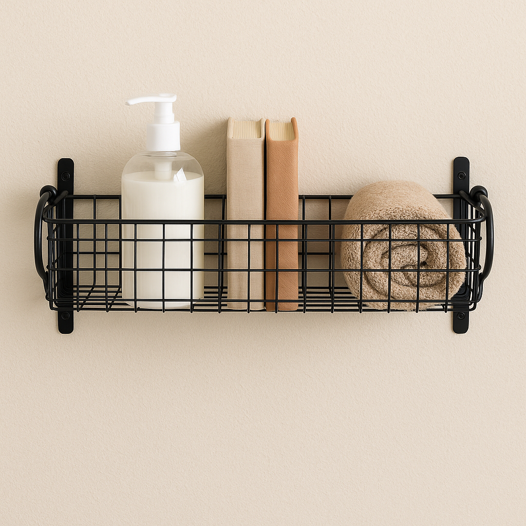 Garden Trading Wirework Basket Shelf – Medium (H12 × W53 × D18.5 cm) – Lily Black