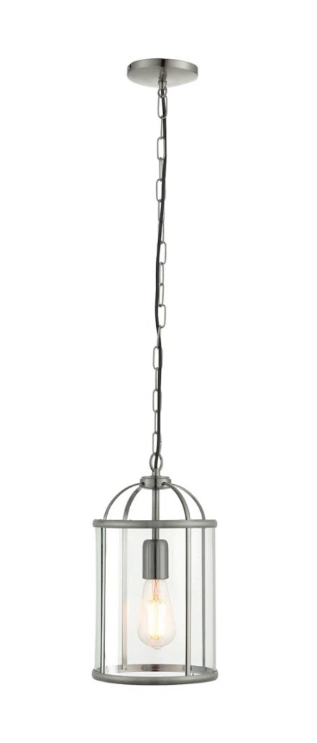 Bearse 1-Light Lantern Pendant Ceiling Light – Adjustable Metal & Glass