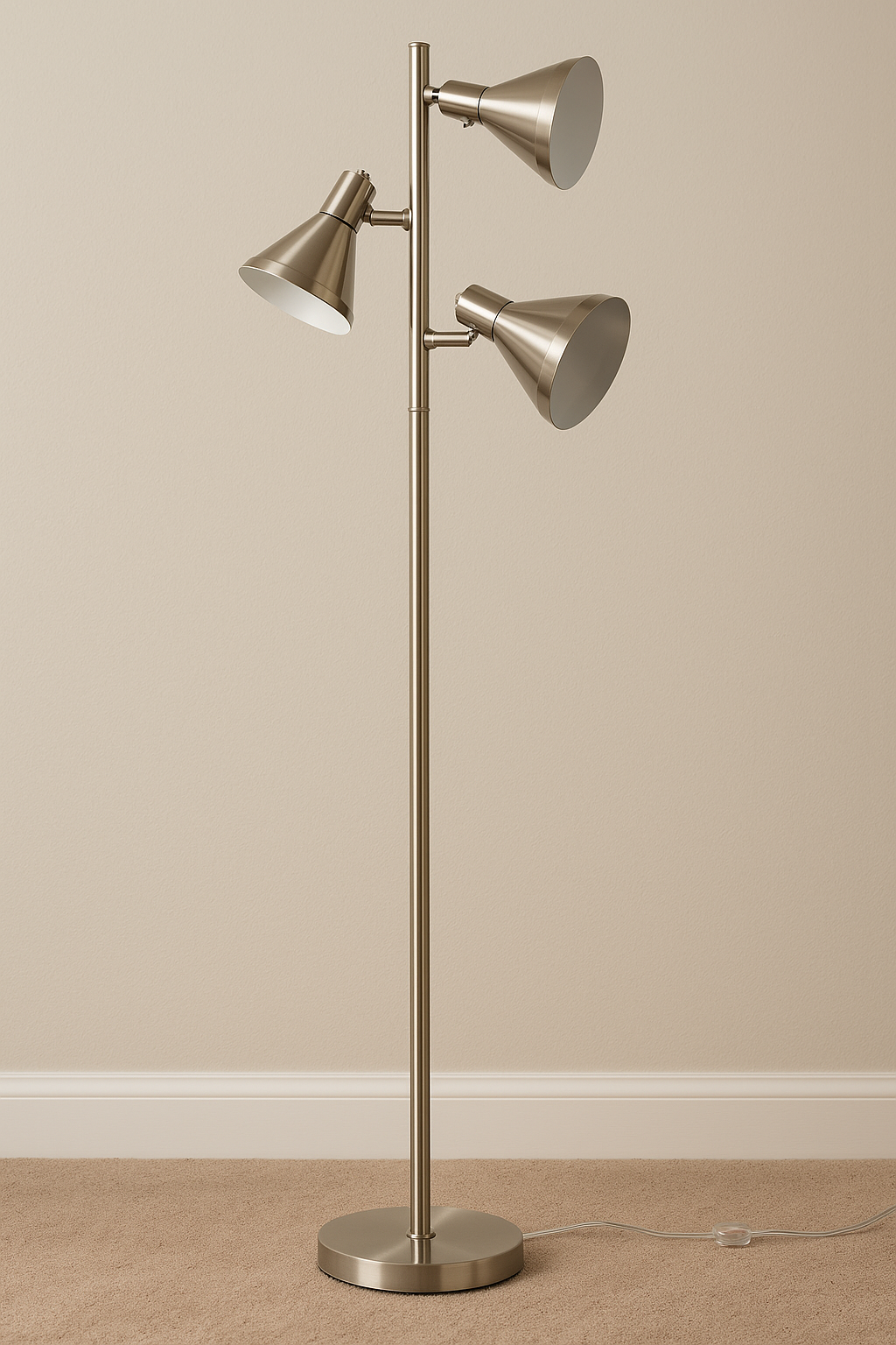 Floor Lamp – Elk Home Loman 65" Satin Nickel 3-Light Tree Style with Adjustable Shades