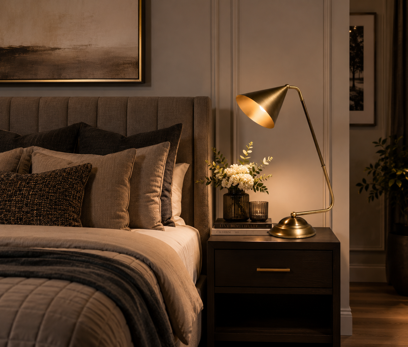 RV Astley Camone Antique Brass Table Lamp | Luxury E14 Desk Lamp
