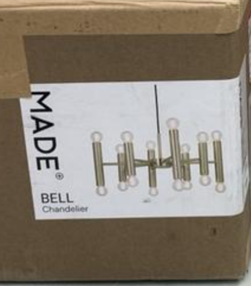 MADE.COM Brass Bell Chandelier Ceiling Light – 16 Light Brass Pendant