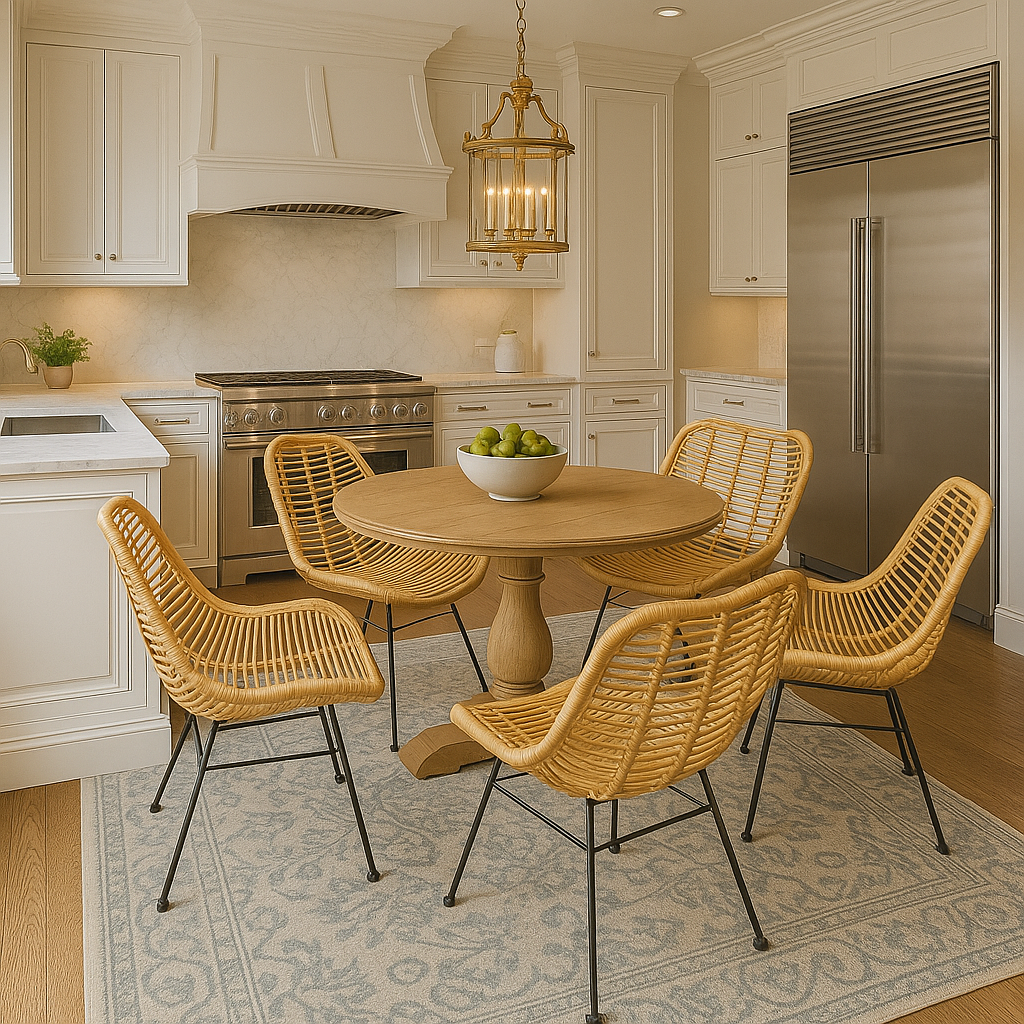 Colorado Modern Wicker Fair Natural Brown Rattan & Black Metal Accent Chair 