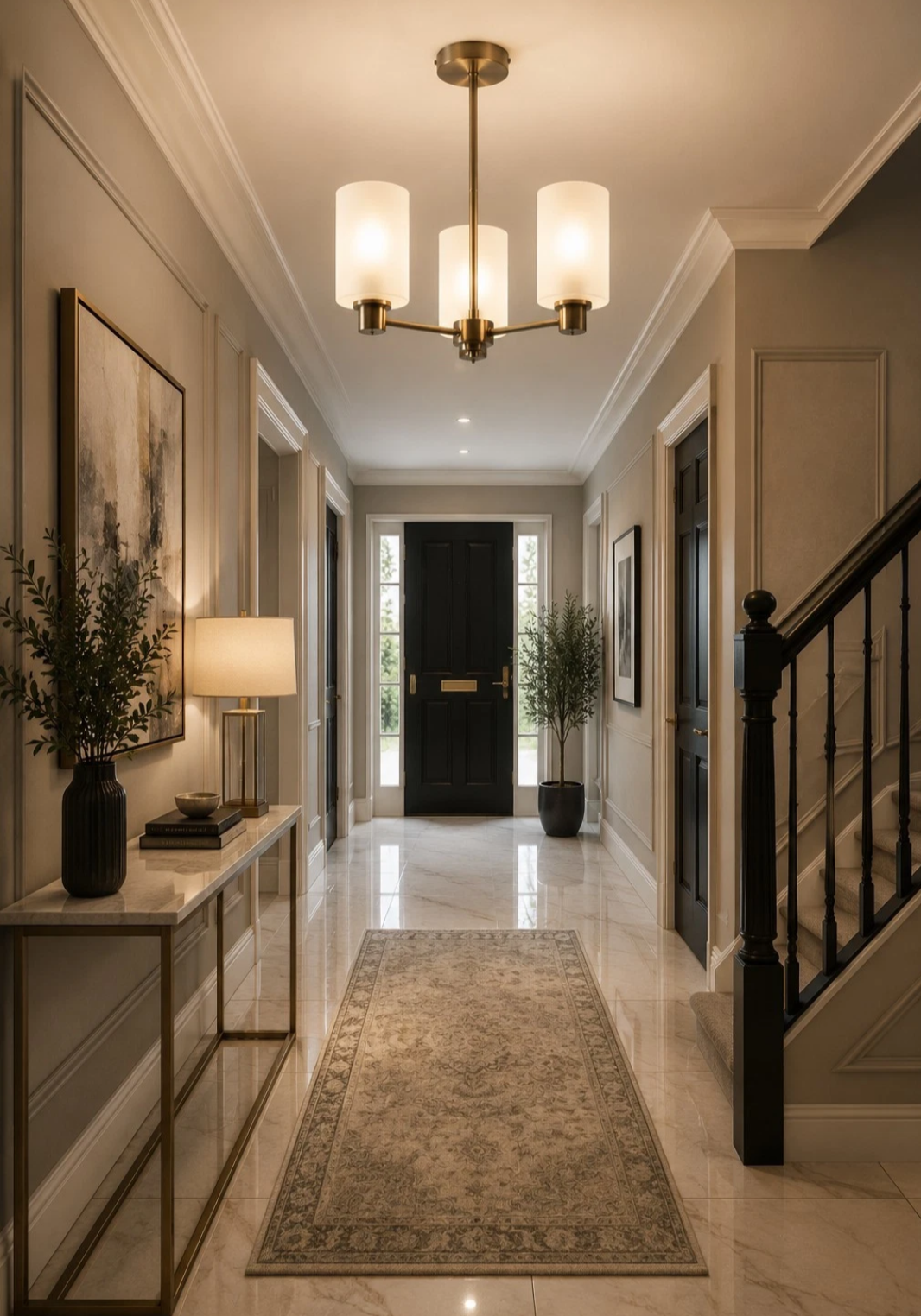 Kingsholm 3-Light Antique Brass Semi-Flush Ceiling Light | Dimmable Ceiling Light | Frosted Glass Shades | ES27 | Luxury Lighting