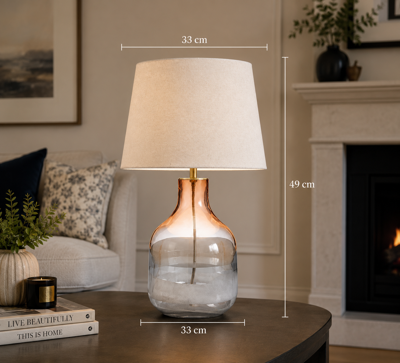 Natural Glass Table Lamp with Linen Shade Michelle Keegan Tullio