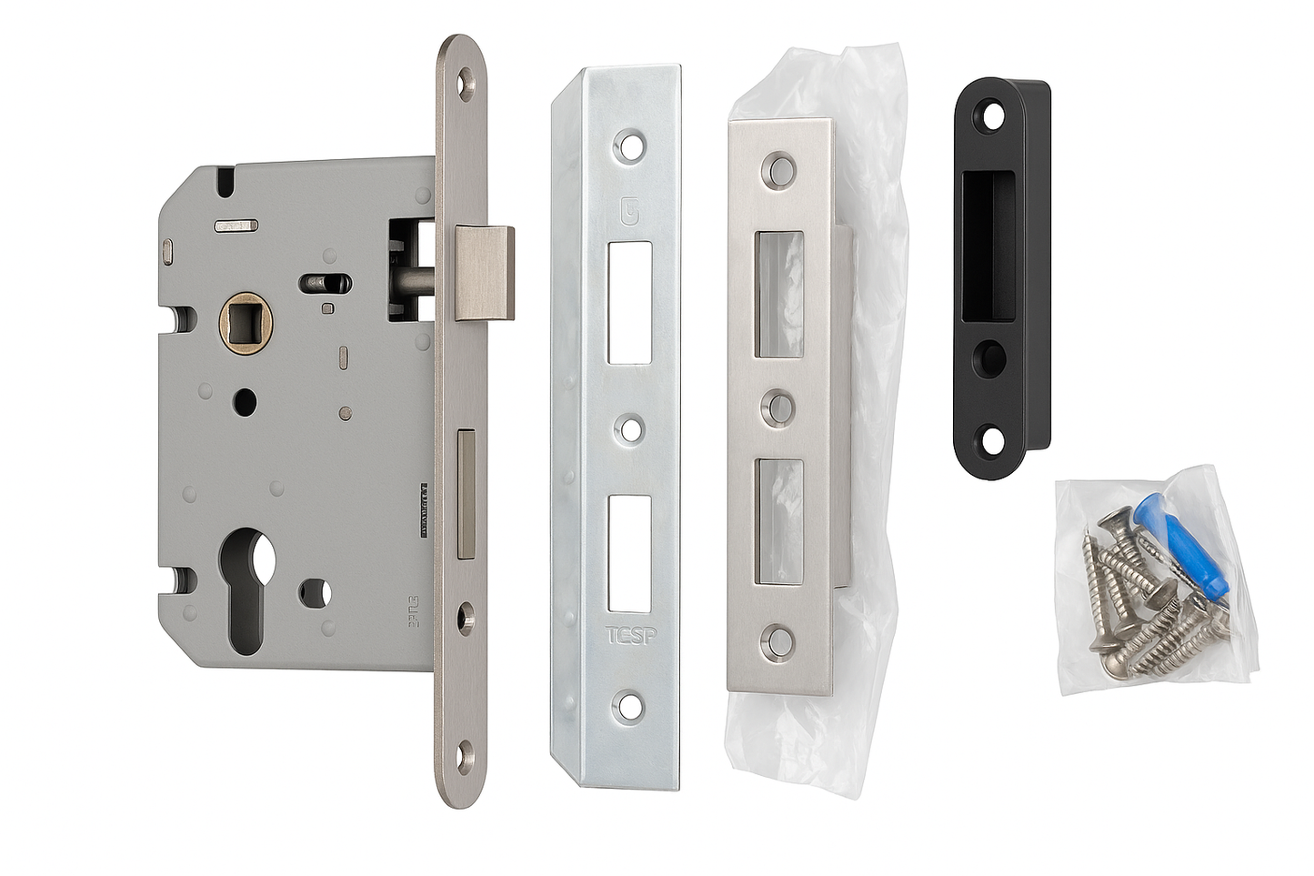 DIN Euro Sash Lock Case – 60mm Backset Satin Stainless Steel FD30 FD60 Fire Rated