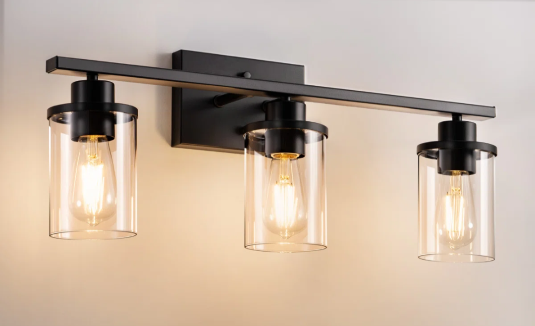 Breakwater Bay Belhaven 3-Light Black Bathroom Vanity Wall Light Dimmable Fixture