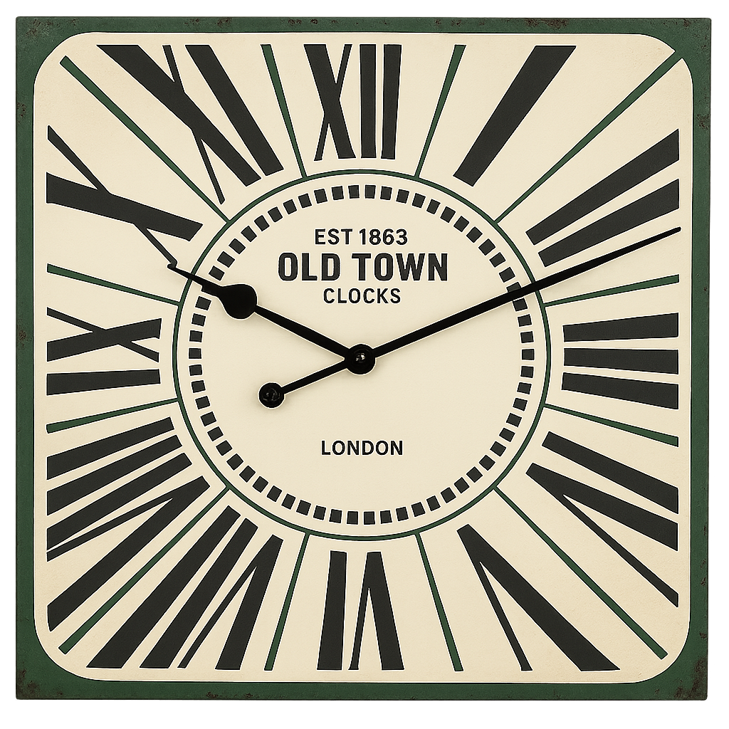 Williston Forge Cedar Wall Clock | Large 69cm Green Square Roman Numeral