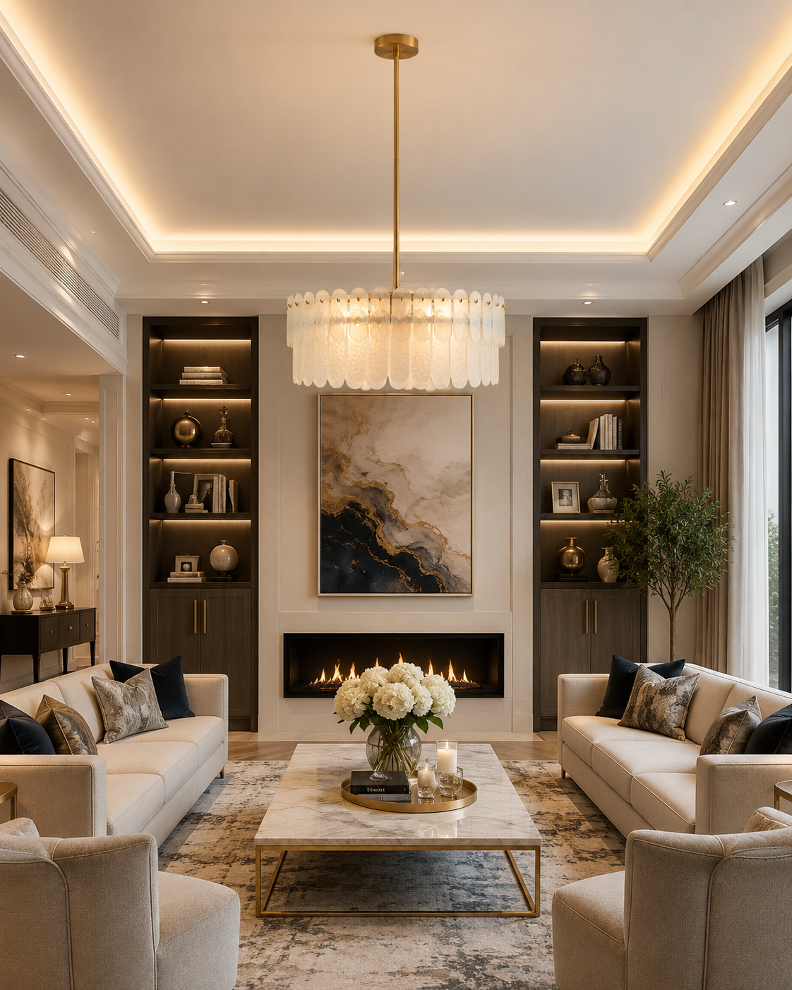Very Home Glass Oval Chandelier | Modern 3 Light Frosted Glass Ceiling Light
