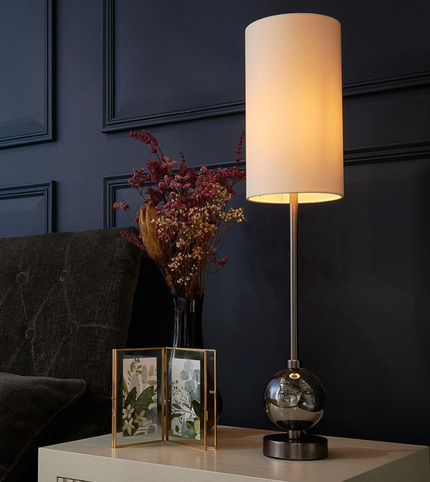 RV Astley Jarama Table Lamp – Luxury Marble, Crystal & Gunmetal Designer Bedside Lamp