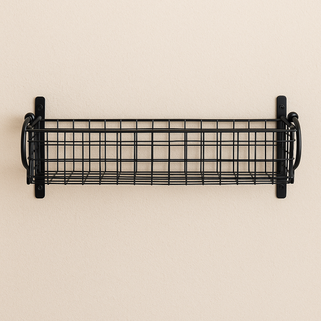 Garden Trading Wirework Basket Shelf – Medium (H12 × W53 × D18.5 cm) – Lily Black