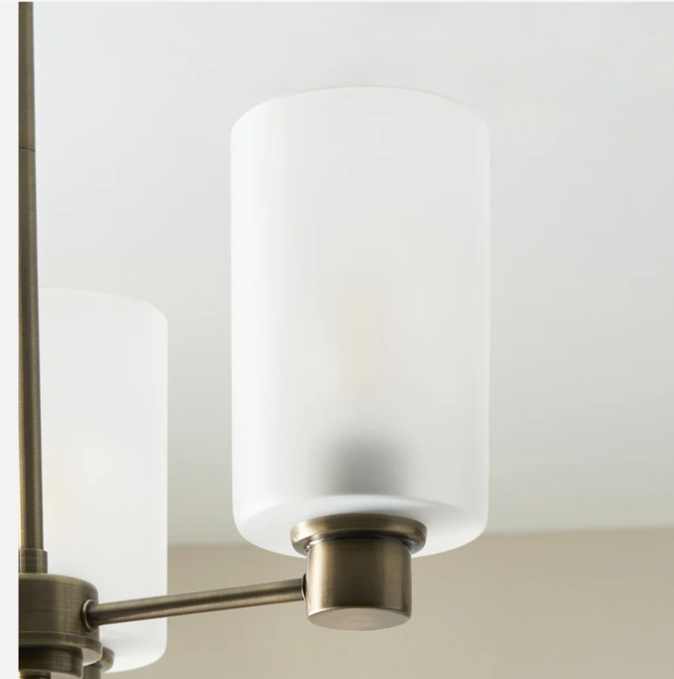 Kingsholm 3-Light Antique Brass Semi-Flush Ceiling Light | Dimmable Ceiling Light | Frosted Glass Shades | ES27 | Luxury Lighting