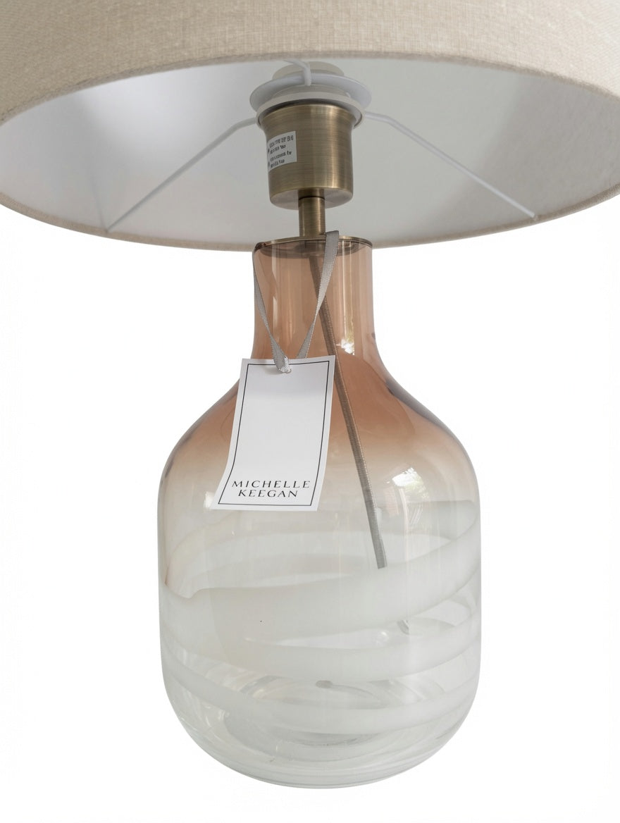 Natural Glass Table Lamp with Linen Shade Michelle Keegan Tullio