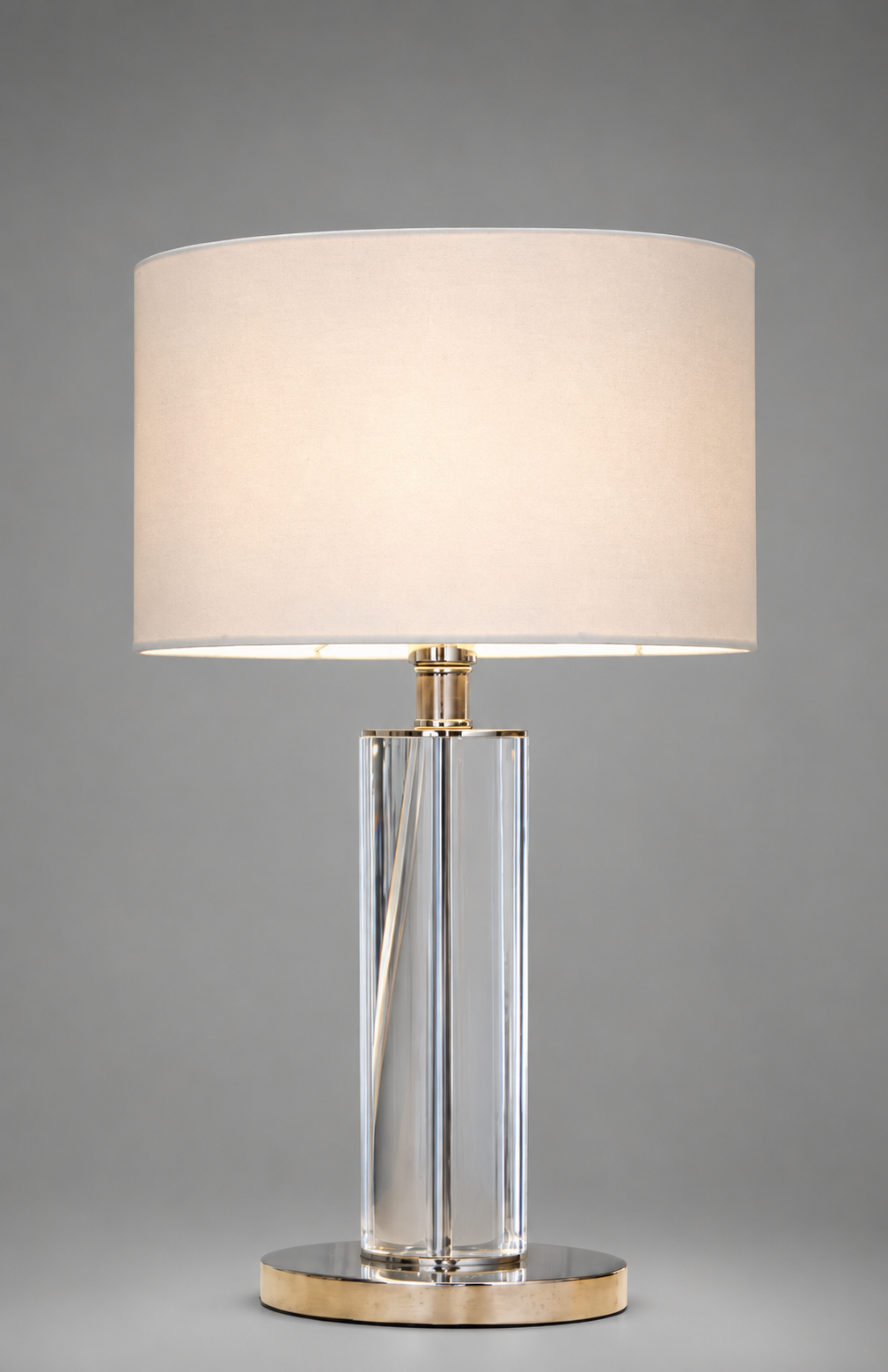 RV Astley Lisle Nickel Crystal Glass Table Lamp with Opal Shade