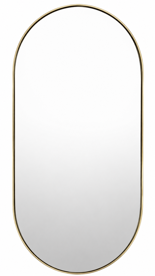 RV Astley Silvia Polished Bronze Wall Mirror 93cm x 35cm | Modern Arched Luxury Mirror