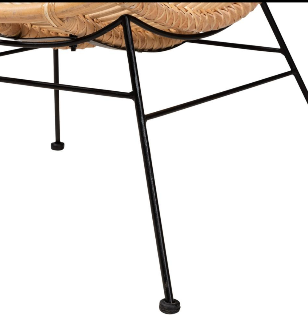 Colorado Modern Wicker Fair Natural Brown Rattan & Black Metal Accent Chair 