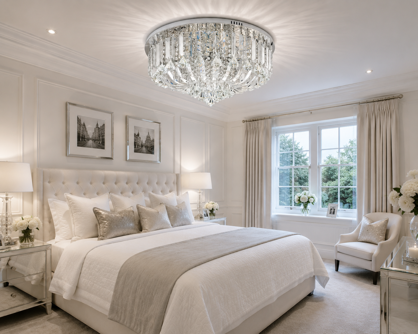 Genuine K9 Crystal LED Flush Ceiling Light with Bluetooth Speaker