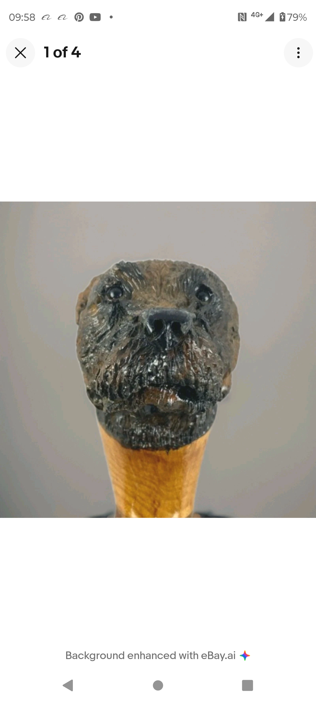 Vintage Dog Head Wooden Walking Cane 48" | Gentleman Walking Stick