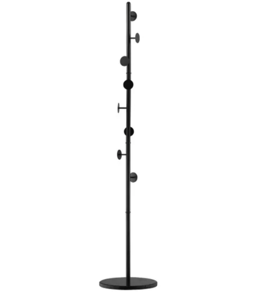 HOMCOM Steel Coat Stand with Marble Base – Adjustable 8-Hook Freestanding Rack (Black)